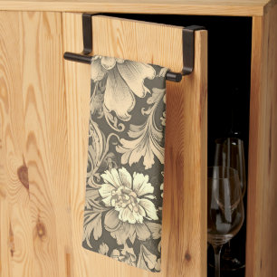 Geweldig vintage sepia bloempatroon theedoek