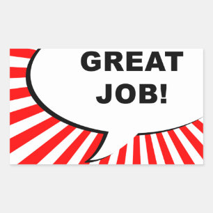 geweldig werk! komische bubbel rechthoekige sticker