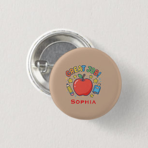 Geweldig werk, leraar en leerling ronde button 3,2 cm