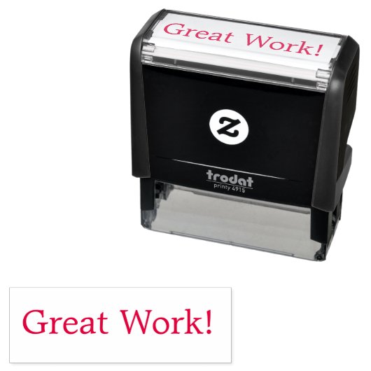 "Geweldig werk!" Zelfinkend stempel (In situ)