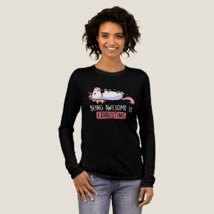 Geweldig zijn is vermoeiend lui grappig eenhoorn Tri-Blend shirt