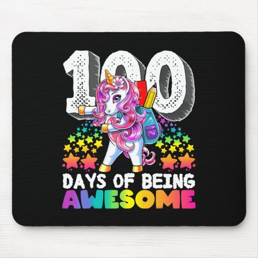 Geweldige 100 Dagen van School Flossen Eenhoorn Ca Muismat (Voorkant)