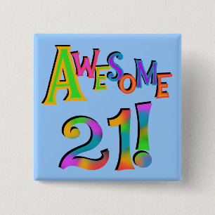 Geweldige 21 T-shirts en cadeautjes op zaterdag Vierkante Button 5,1 Cm