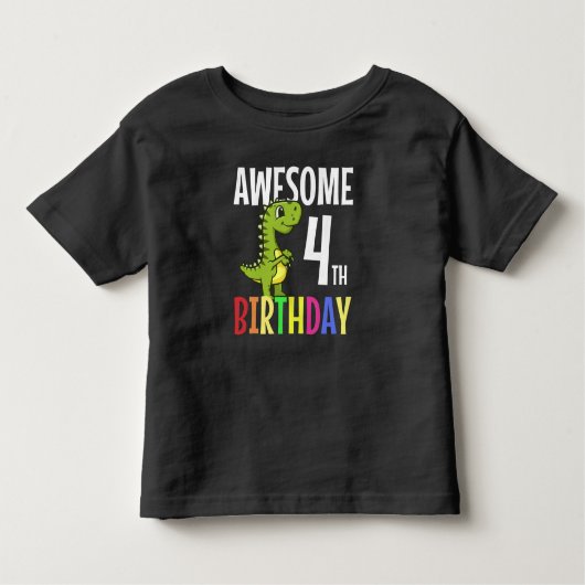 Geweldige 4e verjaardag: Dinosaur Kinder Funny Gif Kinder Shirts (Voorkant)