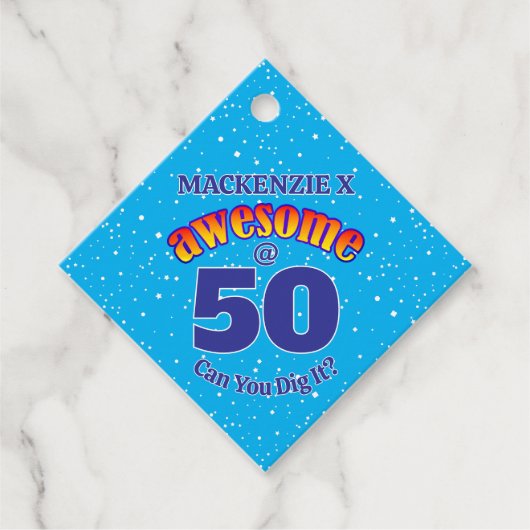 GEWELDIGE 50 Verjaardag LICHTBLAUW Bedankjes Labels (Voorkant)