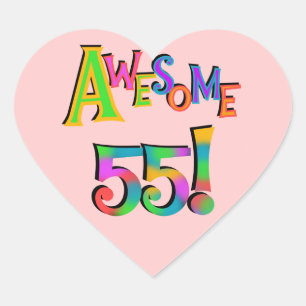 Geweldige 55 T-shirts en cadeautjes Hart Sticker