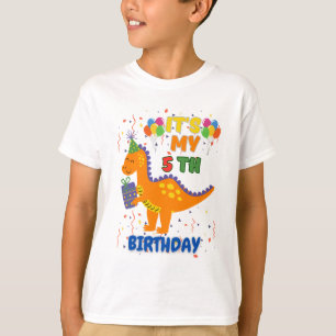 Geweldige 5e verjaardag dinosaurus T-shirt voor jo