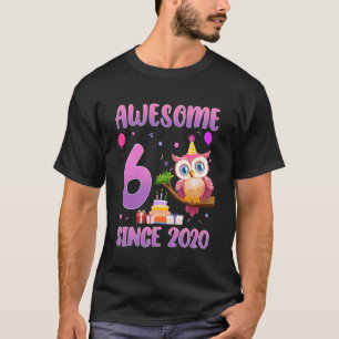 Geweldige 6 Sinds 2020 6de Meisje Uil Thema Verjaa T-shirt