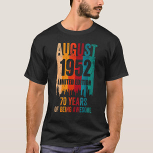  Geweldige 70e verjaardag Retro augustus 1952 Bi T-shirt