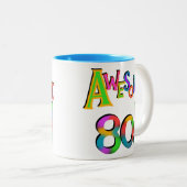 Geweldige 80 T-shirts en cadeautjes op zaterdag Tweekleurige Koffiemok (Voorkant rechts)