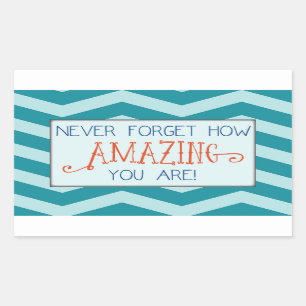 Geweldige Aanmoediging met Teal Chevron Streep Rechthoekige Sticker