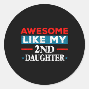 Geweldige als mijn tweede dochter retro T-shirt gr Ronde Sticker