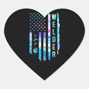 Geweldige Amerikaanse vlag Heart Welder Hart Sticker