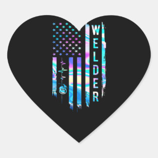 Geweldige Amerikaanse vlag Heart Welder Hart Sticker