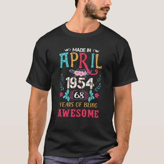 Geweldige april 1954  68ste verjaardag t-shirt (Voorkant)