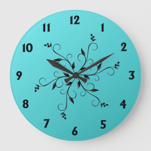 Geweldige Aqua Blue-nummers en -accenten Grote Klok (Voorkant)