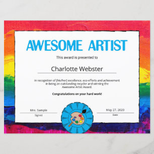 Geweldige artistiek certificaat van prestatie-PDF