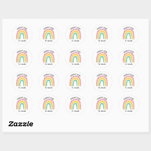 Geweldige baan regenboog ronde sticker (Vel)
