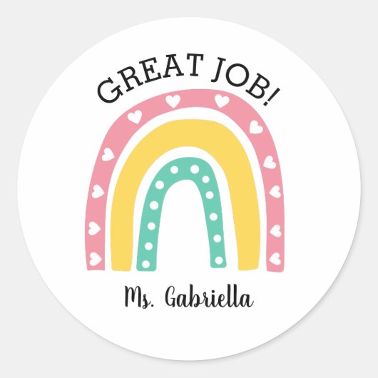 Geweldige baan regenboog ronde sticker (Voorkant)