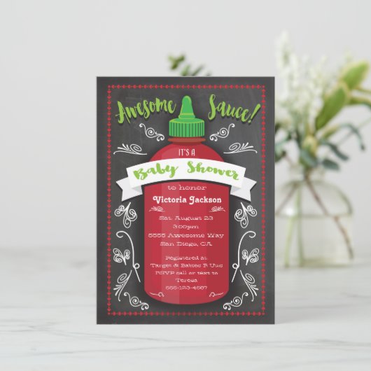 Geweldige baby shower met hete sap kaart (Staand voorkant)