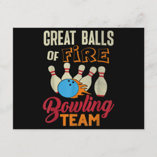 Geweldige Balls Fire Bowling Team Shirt Grappige V Informatiekaartje