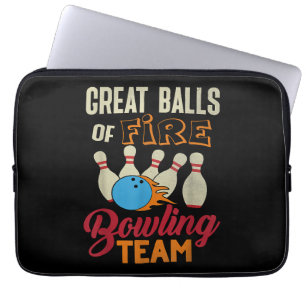 Geweldige Balls Fire Bowling Team Shirt Grappige V Laptop Sleeve