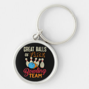 Geweldige Balls Fire Bowling Team Shirt Grappige V Sleutelhanger