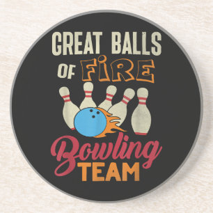 Geweldige Balls Fire Bowling Team Shirt Grappige V Zandsteen Onderzetter