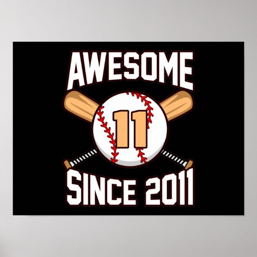 Geweldige Baseball Player 11th Birthday Sports Lov Poster (Voorkant)