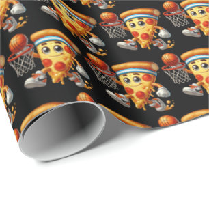 Geweldige betegeld pizzafeest Basketbal sportfeest Cadeaupapier