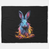 Geweldige Blauw Konijn op Vuur Fleece Deken (Voorkant (Horizontaal))