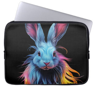 Geweldige Blauw Konijn op Vuur Laptop Sleeve