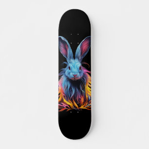 Geweldige Blauw Konijn op Vuur Skateboard
