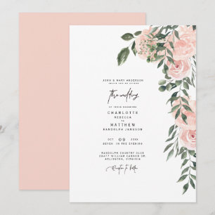 Geweldige blush Floral Bride Parents Wedding Kaart