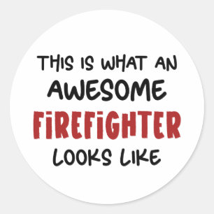 Geweldige brandweerman Grappige brandweerman Ronde Sticker