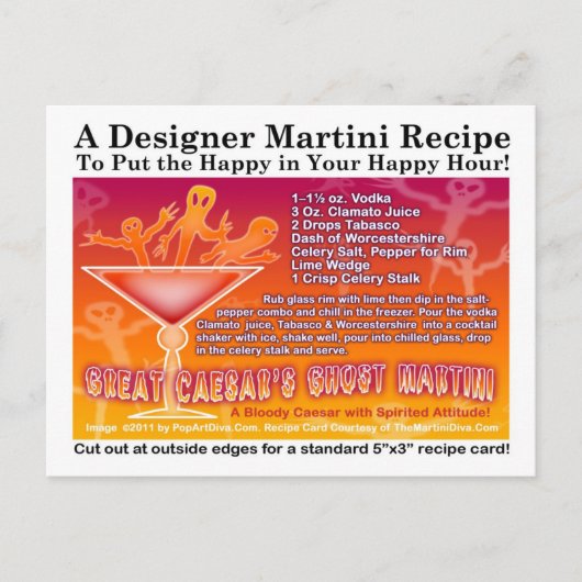 Geweldige Caesar's Ghost Halloween Martini Recept Briefkaart (Voorkant)