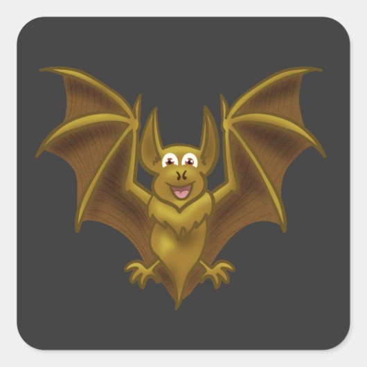 Geweldige Cartoon bat Vierkante Sticker (Voorkant)