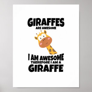 Geweldige Cartoon Ik ben een Giraffe Shirt voor Gi Poster