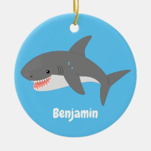 Geweldige cartoon voor witte haai keramisch ornament