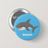 Geweldige cartoon voor witte haai ronde button 5,7 cm (Voorkant /achterkant)