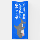 Geweldige cartoon voor witte haai spandoek (Verticaal)