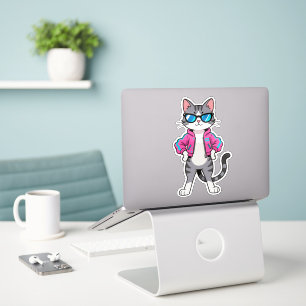 Geweldige Cool Retro Gamer Cat Sticker