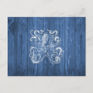 geweldige coole Antiek werking witte octopus Briefkaart