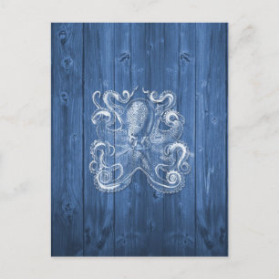 geweldige coole Antiek werking witte octopus Briefkaart