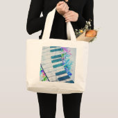 Geweldige, coole, blauwe, cirkelvormige lichteffec grote tote bag (Voorkant (product))