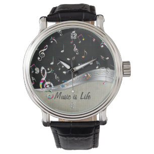 Geweldige coole "Music is Life" kleurrijke muziekn Horloge