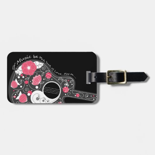 Geweldige coole trendy girale bloemen gitaar bagagelabel (Voorkant horizontaal)