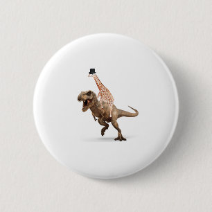 Geweldige Crazy Giraffe Top Hat T-Rex - Mannen_Vro Ronde Button 5,7 Cm