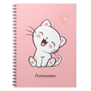 Geweldige Cute Kitty Kat op Licht Roze Notitieboek