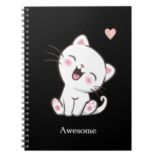Geweldige Cute Kitty Kat op Zwart Notitieboek